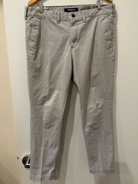 Express Stretch + 365 Comfort Skinny Chino Pants Men's 36 x 30 Gray Flat Front